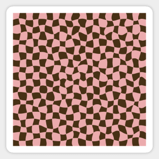 Warped Checkerboard, Pink and Brown Sticker